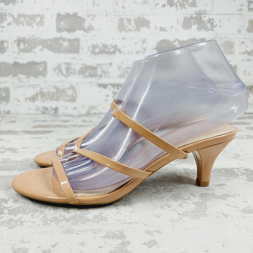 New PELLE MODA ELECIA Nude Strappy Kitten Heel Slide Sandal A929